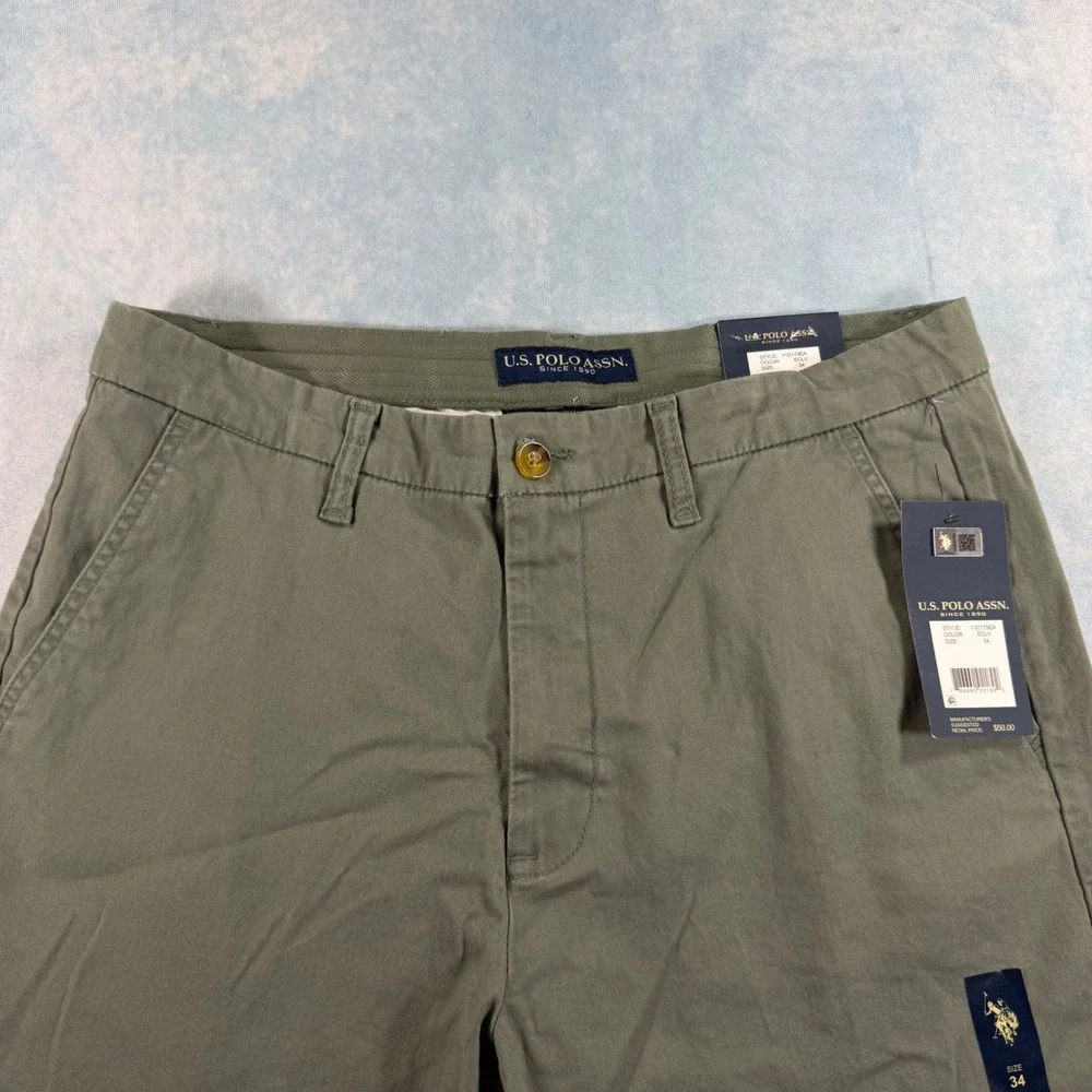 U.S. Polo Assn. Mason Shorts Mens 34 Green NWT Stretch Chino Casual MSRP $50